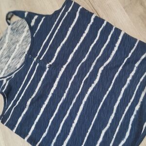 Navy and White Striped Women's Tank Top